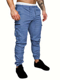 Casual Side Flap Pockets Drawstring Woven Joggers, Men's Cargo Pants For Spring Fall Outdoor