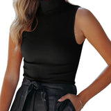 Women's Sweater Casual Solid Turtleneck Knit Sweater Vest