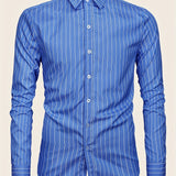 kkboxly  Vertical Stripe Men's Formal Classic Design Button Up Shirt, Male Clothes For Spring And Fall Business Occasion