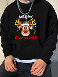 kkboxly Fashionable Men's Casual Christmas Reindeer Print,Long Sleeve Round Neck Sweatshirt,Suitable For Outdoor Sports,For Autumn And Winter,Can Be Paired With Hip-hop Necklace,As Gifts