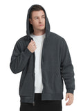 kkboxly Plus Size Men's Solid Hooded Jacket For Spring/autumn, Oversized Trendy Long Sleeve Cardigan Sweatshirt For Males, Men's Clothing