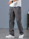 kkboxly Men's Casual Comfy Cotton Multi Pocket Pants, Chic Street Style Cargo Pants