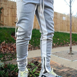 kkboxly  Color Block Joggers Track Pants, Men's Casual Stretch Waist Drawstring Zipper Pockets Sweatpants