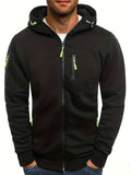 kkboxly Men's Casual Long Sleeve Sports Hooded Jacket With Full Zip