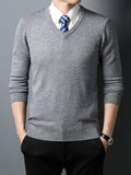 Men's Thick Warm Winter V-Neck Slim Knitted Pullover Sweater (Not Included Shirt)