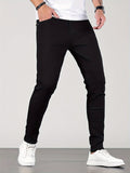 Men's Slim Fit Trendy Jeans, Casual Classic Design Jeans