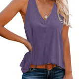 kkboxly  Solid V Neck Tank Top, Casual Sleeveless Tank Top For Summer, Women's Clothing