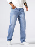 kkboxly  Men's Casual Loose Fit Straight Leg Jeans, Chic Street Style Denim Pants