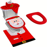 D-FantiX 3D Nose Santa Toilet Seat Cover And Rug Set Funny Christmas Decorations Bathroom Set Of 5