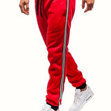 kkboxly  Zipper Pocket Joggers, Men's Casual Loose Fit Slightly Stretch Waist Drawstring Pants For The Four Seasons Fitness Cycling