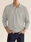 Solid Men's Casual Comfy Long Sleeve  Shirt For Golf, Spring Fall