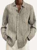 kkboxly  Plus Size Men's Textured Shirt Vintage Style Long Sleeve Shirt For Fall Winter, Men's Clothing