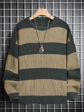 kkboxly  Trendy Men's Color Block Knitted Sweater - Warm And Comfortable Loose Pullover For Stylish Men