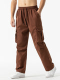 Solid Baggy Pants Multi Flap Pockets Men's Hipster Cargo Pants, Loose Casual Outdoor Pants, Men's Work Pants Streetwear