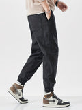 kkboxly  Men's Casual Cotton Blend Long Drawstring Footed Trousers With Pockets, Spring Fall Outdoor Leisure