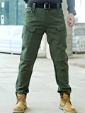 Trendy Solid Cargo Pants, Men's Multi Flap Pocket Trousers, Loose Casual Outdoor Pants, Men's Work Pants Outdoors Streetwear Hip Hop Style