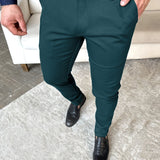 kkboxly Solid Color Slim Men's Pants Europe And The United States Style Fashion Pencil Pants Business Casual Daily Hundred Foot Pants