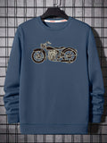 kkboxly  Motorcycle Print Men's Crew Neck Long Sleeve Sweatshirt, Casual Wear, Graphic Pullover, Men's Clothing For Spring Fall Winter