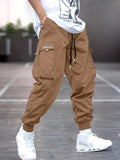 kkboxly  Trendy Men's Casual Cargo Pants With Pocket, Men's Outfits For Spring And Autumn