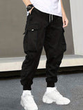 Men's Flap Pocket Drawstring Elastic Waist Street Cargo Pants