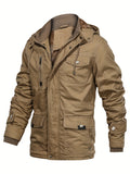 kkboxly  Men's Hooded Military Tactical Jacket Windbreak Fleece Coat