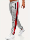 kkboxly  Zipper Pocket Joggers, Men's Casual Loose Fit Slightly Stretch Waist Drawstring Pants For The Four Seasons Fitness Cycling