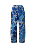 kkboxly  Women's Pants Casual Mid Waist Print Straight Wide Fashion Loose Pants