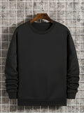 kkboxly  Trendy Solid Sweatshirt, Men's Casual Classic Design Crew Neck Pullover Sweatshirt For Men Fall Winter