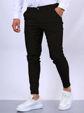 kkboxly Slim Fit Elegant Slacks, Men's Casual Vintage Style Stretch Dress Pants For Dating Banquet Party