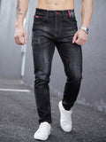 Men's Casual Skinny Jeans, Chic Street Style Stretch Jeans