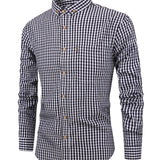 kkboxly  Men's Casual Slim Cotton Plaid Shirt Best Sellers Best Sellers, Men's Tops