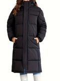 kkboxly  Button Front Mid Length Coat, Casual Long Sleeve Winter Warm Outerwear, Women's Clothing