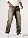 kkboxly Loose Fit Straight Leg Jeans, Casual Street Style Denim Pants