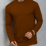 Men's Turtleneck Long Sleeve T-Shirt, Casual Stretch Sports Tops For Spring Fall