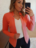 kkboxly  Solid Open Front Blazer, Casual Long Sleeve Blazer For Office & Work, Women's Clothing