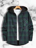 kkboxly  Plaid Shirts Jackets For Hooded Shirts Button Up Stylish Coat Jackets For Men