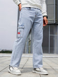 Multi Pocket Loose Fit Jeans, Men's Casual Street Style Denim Pants For All Seasons