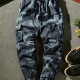 kkboxly  Camouflage Pattern Multi Pocket Cargo Panst, Men's Casual Cotton Joggers Sweatpants For All Seasons