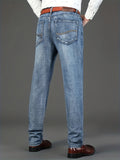 kkboxly  Men's High Quality Straight Leg Jeans For Business, Semi-formal Stretch Denim Pants