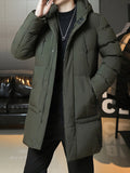 kkboxly  Men's Casual Hooded Long Winter Coat, Warm Thick Padded Coat For Fall Winter