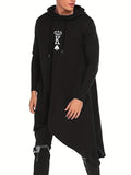 kkboxly  Plus Size Mens Casual Poncho Hooded Cape Cloak Asymmetric Hem Pullover Hoodie Sweatshirts, Solid Irregular Design Clothes