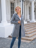 kkboxly  Button Front Solid Coat, Casual Open Front Long Sleeve Outerwear, Women's Clothing