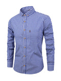 kkboxly Men's Casual Slim Cotton Plaid Shirt Best Sellers Best Sellers, Men's Tops