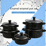 kkboxly 1 Set of Multifunctional Five-Piece Enamel Cookware Set - Lightweight, Thin, Versatile, and Compatible with Open Flame, Electric Stove, and Gas Stove for Home, Kitchen, Restaurant, and Daily Cooking Needs