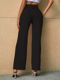 kkboxly  Solid High Waist Pants, Elegant Straight Leg Pants, Women's Clothing