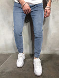 kkboxly  Chic Skinny Jeans, Men's Casual Street Style Distressed Medium Stretch Denim Pants