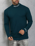 kkboxly  Men's Turtleneck Long Sleeve T-Shirt, Casual Stretch Sports Tops For Spring Fall