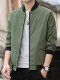 kkboxly  Men's Zip-up Regular Fit Jacket, Baseball Jacket, Thin Casual Jacket For Youth, Men