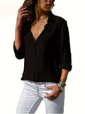 Versatile Solid Button Front Shirt, Casual Long Sleeve Shirt For Spring & Fall, Women's Clothing