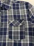 kkboxly  Plus Size Men's Geometric Plaid Long Sleeve Shirt With Pockets For Casual Outfit, Comfy Collared Shirt, Oversized Loose Tops For Men